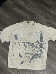 Men’s Graphic Print Crew Neck Short Sleeve T-Shirt White/Gray M Rhinestone