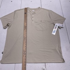32 Degrees Cool Shirt Mens XL Beige Oat Straw Henley Pocket Tee Tagless Stretch