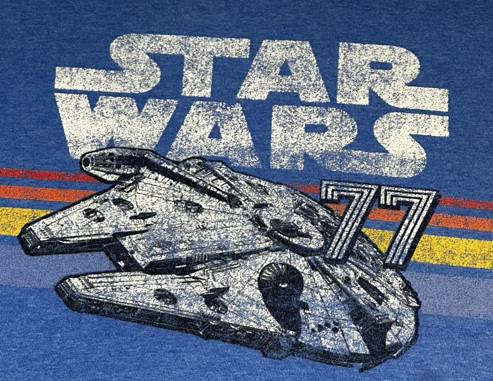 Star Wars Millennium Falcon 77 Graphic T Shirt Adult Large Blue Lucasfilm Delta