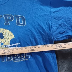 Gildan NYPD Football Graphic T-Shirt Mens 2XL Shamrock Helmet Blue Sporty Sports