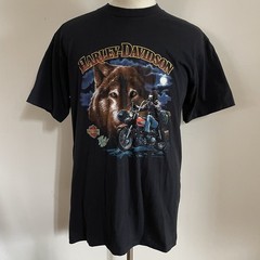 Vintage Harley Davidson T-Shirt Men Large Lone Wolf 1989 Holubek