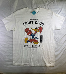 Riot Society Men’s Woody Woodpecker Woody’s Fight Club Graphic White T-Shirt M