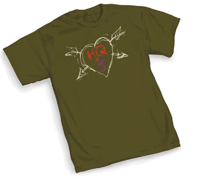 DC Harley Quinn Joker Heart HQ+J – OLIVE Adult Licensed T-Shirt – S-2XL