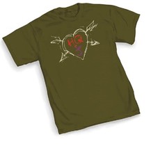 DC Harley Quinn Joker Heart HQ+J – OLIVE Adult Licensed T-Shirt – S-2XL