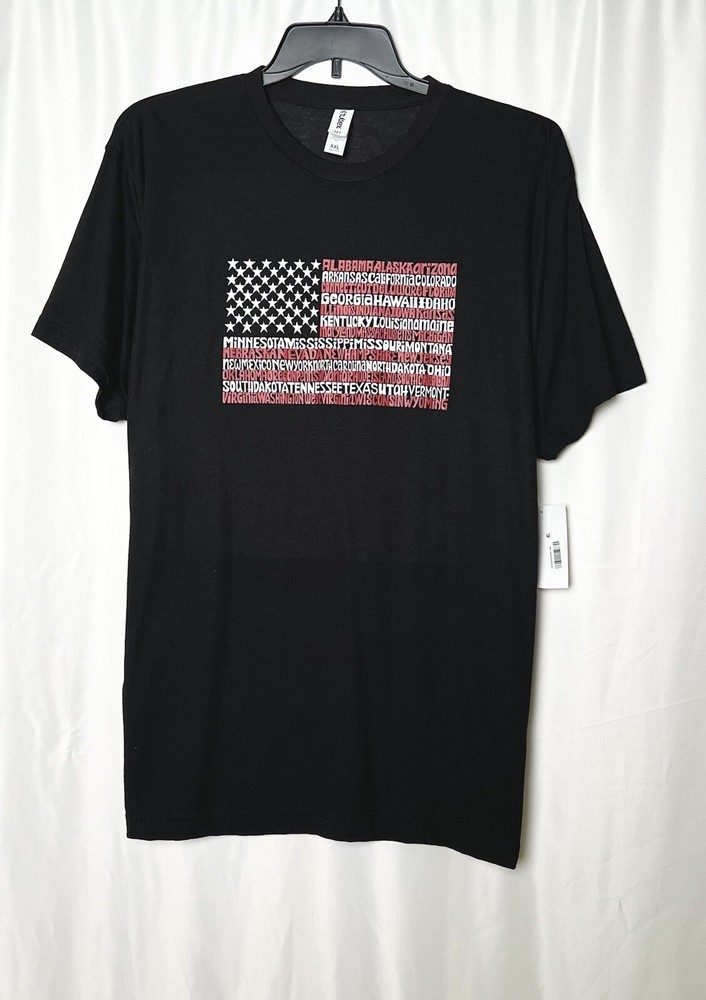 Tultex 241 Men’s Short Sleeve US Flag Graphic Print T-Shirt Color Black Size XXL