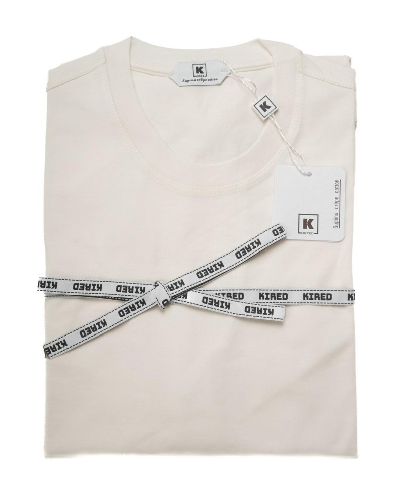 Kired by Kiton Ivory White Supima Crepe Cotton Short Sleeve T-Shirt S (48 IT)
