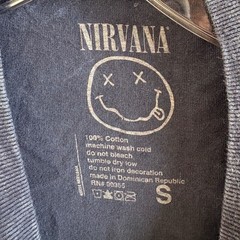 Nirvana In Utero Angel Graphic Tee Blue Mineral Wash Cotton Band T-Shirt Small