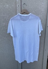 Vintage 50s 60s White Cotton Tee Shirt Large Single Stitch Distressed Frayed