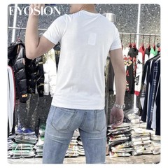 New Fashion Bear Trend Rhinestones Summer Short Sleeve Luxury Men Cotton T-Shirt