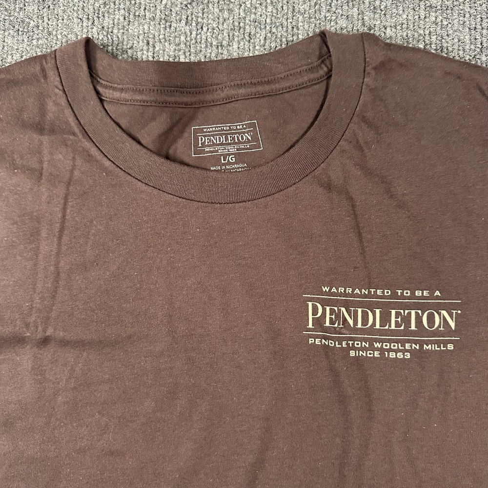 Pendleton Men’s Chest Logo Cotton Crewneck T-Shirt Gorpcore Brown Earth Tone L