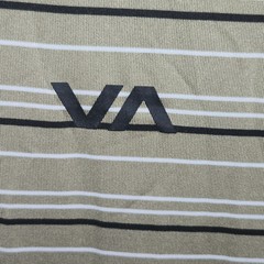 RVCA Sweep Stripe Crew SS Shirt Mens Small Tan Black White Logo