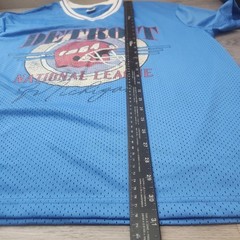 Detroit Blue Mesh Jersey T-Shirt 2XL Vintage Style Graphic Distressed Sporty