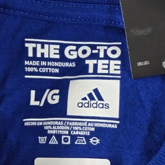 Adidas Men Shirt L/G Blue THE GO-TO TEE Big Logo Long Sleeve NWT