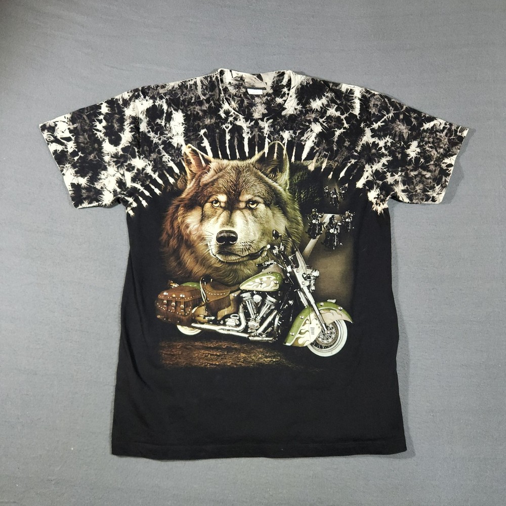 Jay’s Rock Wolf Motorcycle Biker Shirt L Studded Glow In The Dark Double Sided