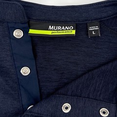 Murano Performance Mens Long Sleeve Henley Shirt Blue Large Button Cuff