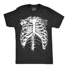 Mens Splattered Rib Cage T Shirt Cool Skeleton Costume Halloween Tee for Guys