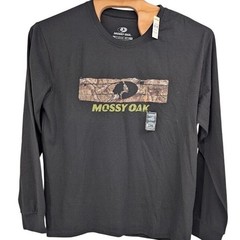 Mossy Oak NWT Tree And Camo Bar Long Sleeve Black Cotton Blend Tee XL