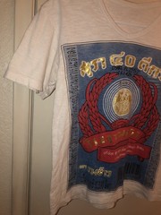 Vintage Lao Khao Rice Whiskey White Spirit Thailand Alcohol Label T-Shirt S RARE