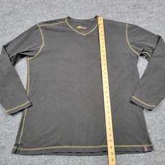 Orvis Shirt Mens Large Gray Long Sleeve V Neck Pullover Tee Top Casual Outdoors