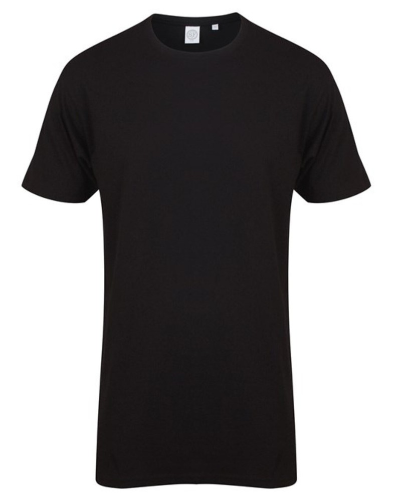 Mens Longline T Shirt with Dipped Hem Casual Short Sleeve Round Neck Cotton Tee