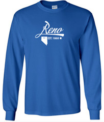 Reno Nevada State T-Shirt Long Sleeve Graphic Tee Unisex apparel Text logo