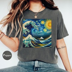 Comfort Tee Starry Night Wave Shirt Soft Cotton Graphic