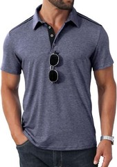 Men’s Button-Down Polo Shirt – Short Sleeve Slim Fit -Contrast Color Golf Casual