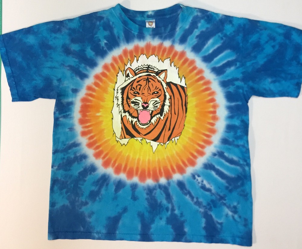 Rare Hand Dyed By SunDog Tiger Sun Vintage Tie-Dye T-Shirt Medium Chest 42” EUC