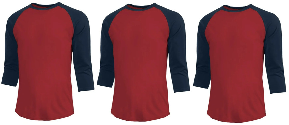 3 Packs Men’s 3/4 Sleeve Crew Neck Raglan Jersey Baseball Tee Shirts Size Small