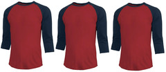 3 Packs Men’s 3/4 Sleeve Crew Neck Raglan Jersey Baseball Tee Shirts Size Small