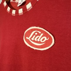 True Vintage 50s/60s Cotton Motorcycle flock Sportex Red / Striped Lido Rare Tee