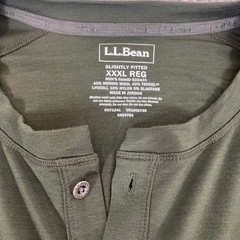 LL Bean Henley Shirt Mens XXXL Merino Wool Blend Slightly Fitted Olive Green 3XL