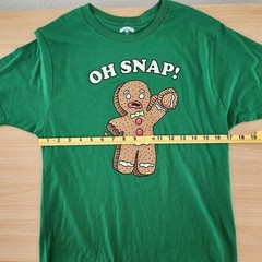 Holiday Time Oh Snap Gingerbread Man Graphic T-Shirt Christmas Tee Green