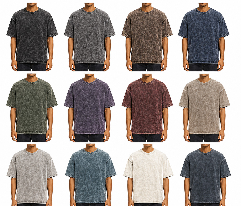 6 PK Unisex Men  Women Acid / stone Wash T-Shirts cotton multicolour ( S )