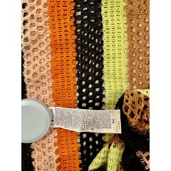 Mesh Crochet Knit Shirt Men’s Small Striped Festival Coastal Y2K Sheer Unisex