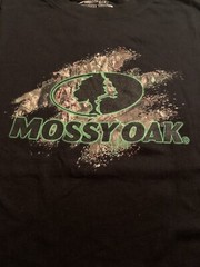 L Men’s Mossy Oak Black Long Sleeve W/Green Logo Tee Warm Cotten Blend NWT -M2
