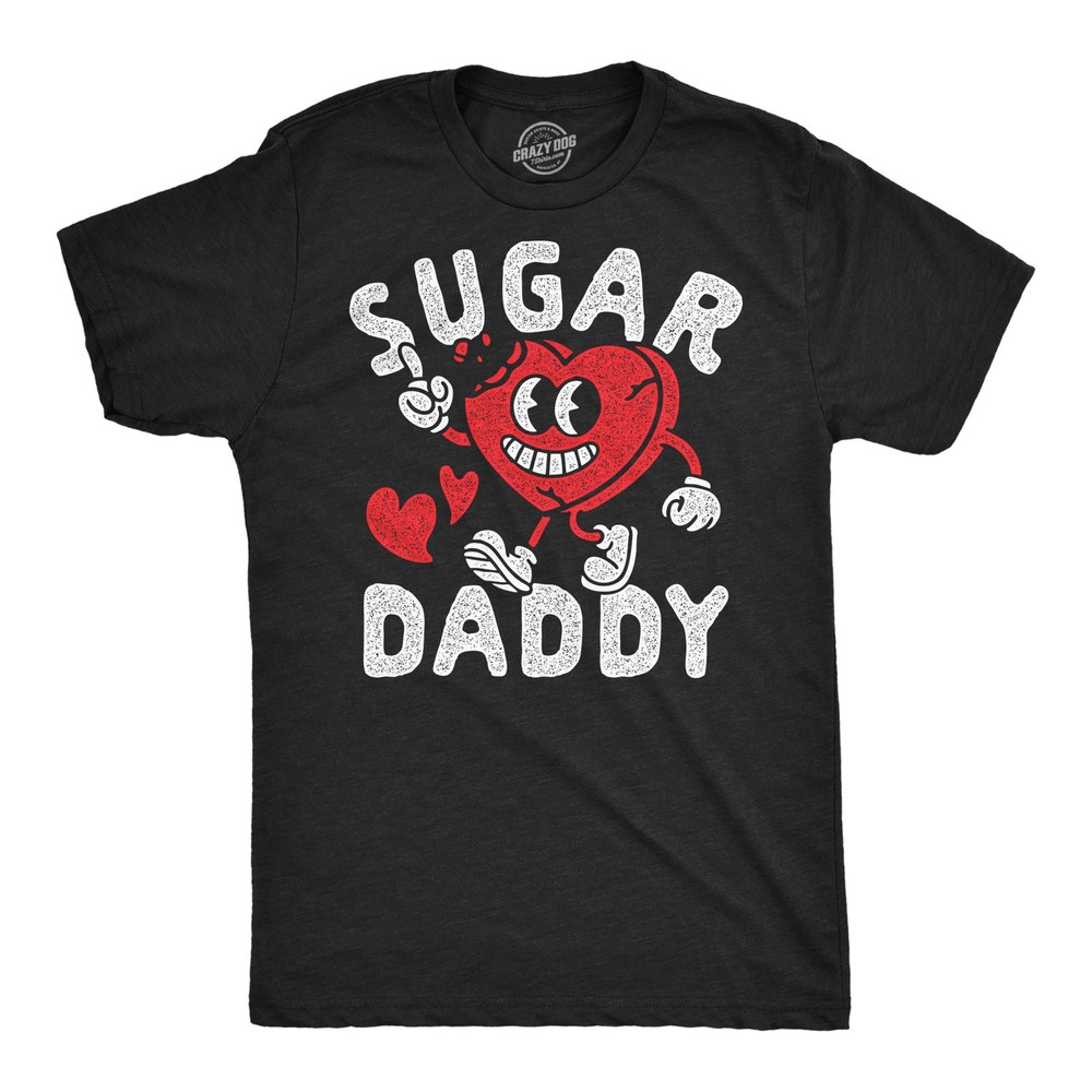 Mens Funny T Shirts Sugar Daddy Heart Valentines Day Novelty Tee for Men