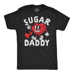 Mens Funny T Shirts Sugar Daddy Heart Valentines Day Novelty Tee for Men