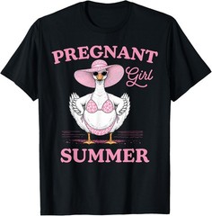 Pregnant Girl Summer Funny Goose Pregnancy Announcement Mama T-Shirt