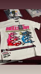 Hellstar Men’s White Graphic Logo Print Crew Neck Short Sleeve T-Shirt Size S
