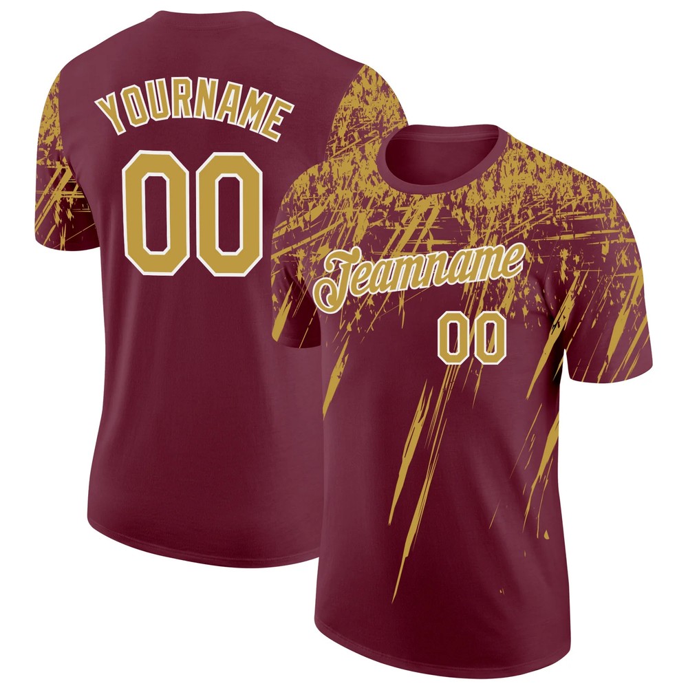 Custom Burgundy Gold Brush Stroke Shirt Abstract Art Lover Gift For Dad