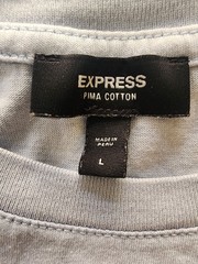 Express Light Blue Pima Cotton Floral Print T-Shirt Large