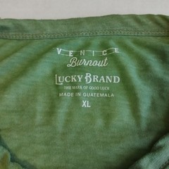Lucky Brand Venice Burnout Henley Shirt Mens XL Green Stretch Lightweight