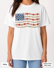 Floral American Flag Comfort Colors Shirt