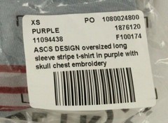 Asos Men’s Size XS Oversized Long Sleeve Striped T-Shirt Color Purple Skull NWT