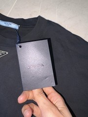 PRADA Milano Black Crew Neck Logo Jersey Cotton Short Sleeve T-Shirt Size S