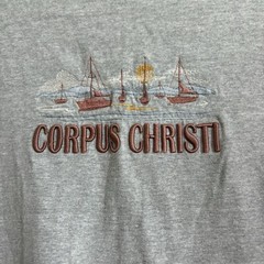 Vtg Corpus Christi TX 3-D Graphic T-Shirt Gray Souvenir Sailboat Beach XL Intex