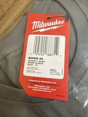 Lot of 3 New Milwaukee Men’s L-XL Gray Short/Long-Sleeve Pocket T-Shirts – DN56