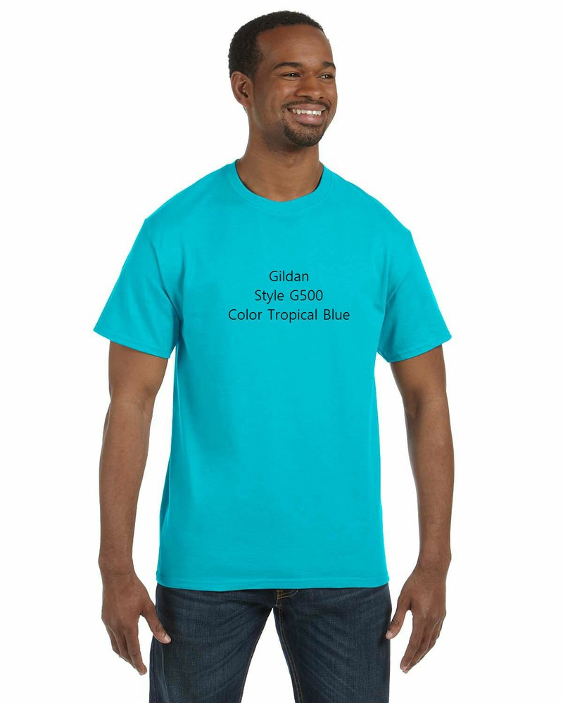 Gildan G500 Tropical Blue L Adult T shirt Heavy 5.3 oz 100% Cotton camisa azul