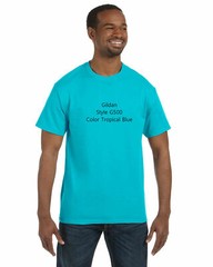 Gildan G500 Tropical Blue S Adult T shirt Heavy 5.3 oz 100% Cotton camisa Azul